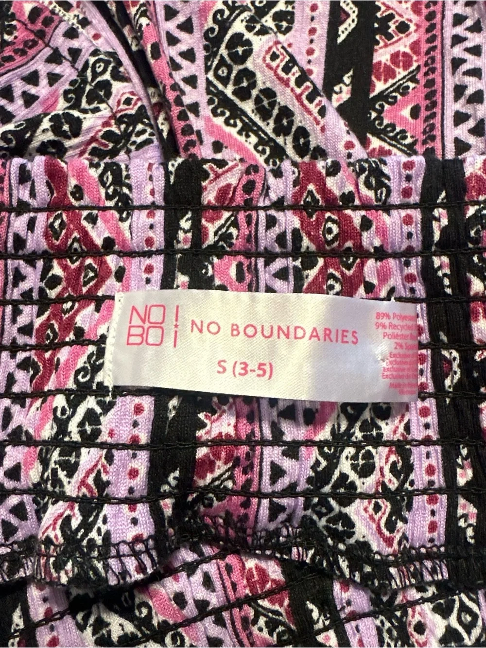 No Boundaries Pink and Black Geometric Ruffle Hem Shorts size small